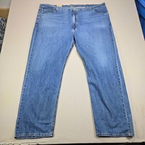 Levi's 505 Jeans Regular Fit Stretch Denim Blue Mens 50x32 NEW